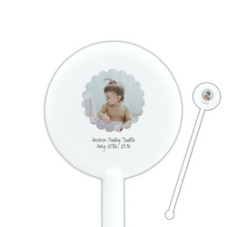 Baby Girl Photo 5.5" Round Plastic Stir Sticks - White - Single Sided