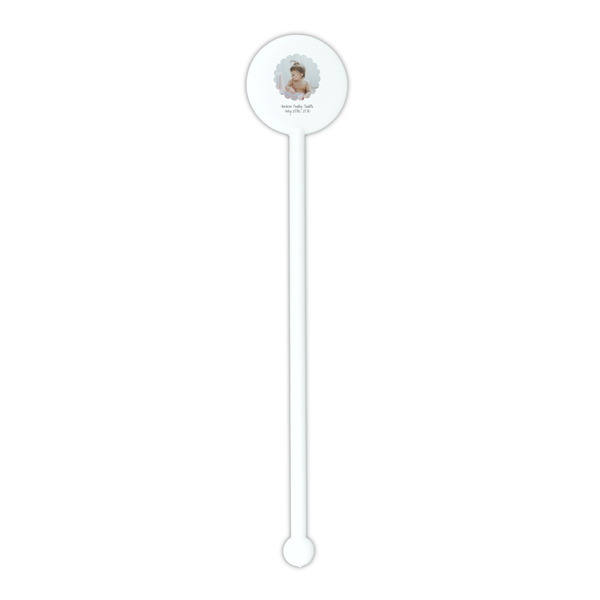 Baby Girl Photo White Plastic 5.5" Stir Stick - Round - Single Stick