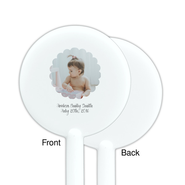 Baby Girl Photo White Plastic 5.5" Stir Stick - Single Sided - Round - Front & Back
