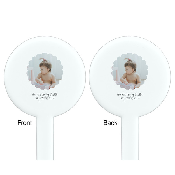 Baby Girl Photo White Plastic 7" Stir Stick - Double Sided - Round - Front & Back