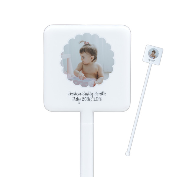 Custom Baby Girl Photo Square Plastic Stir Sticks