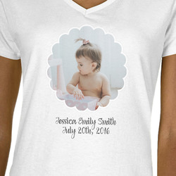 Baby Girl Photo Women's V-Neck T-Shirt - White