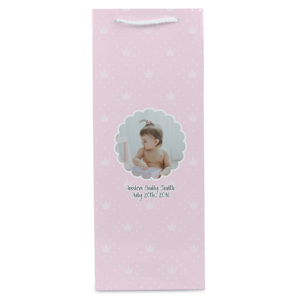 Baby Girl Photo Wine Gift Bag - Matte - Front