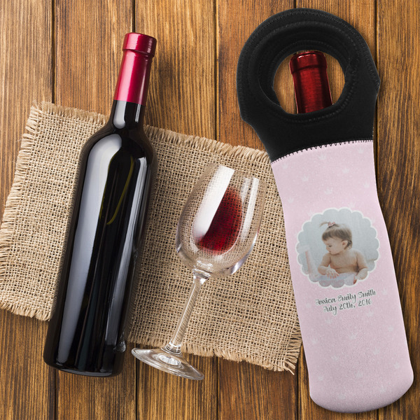 Baby Girl Photo Wine Tote Bag - FLATLAY