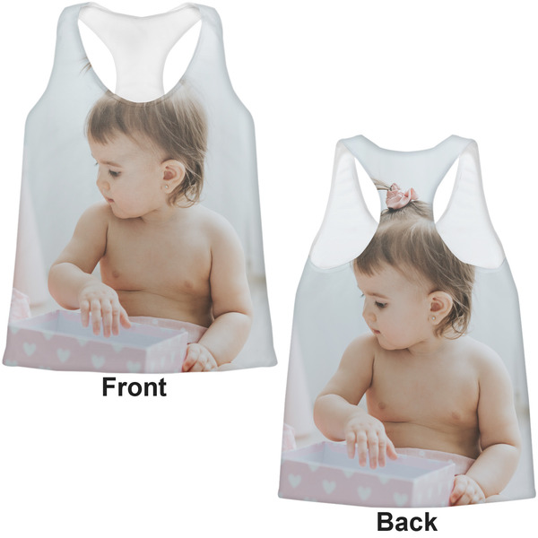 Baby Girl Photo Womens Racerback Tank Tops - Medium - Front and Back