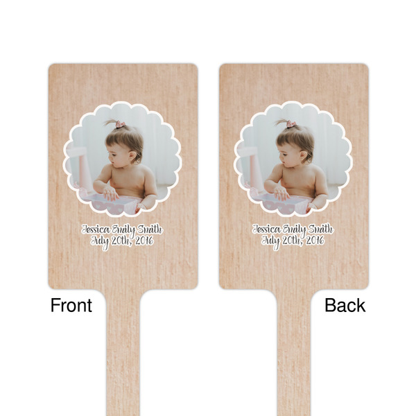 Baby Girl Photo Wooden 6.25" Stir Stick - Rectangular - Double Sided - Front & Back