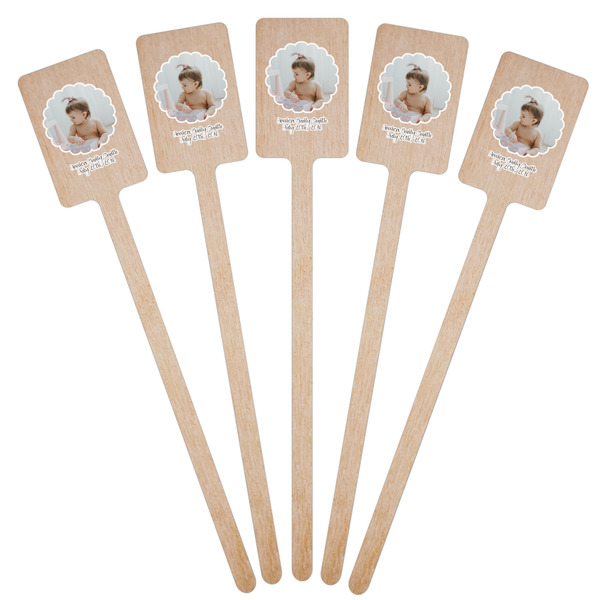 Baby Girl Photo Wooden 6.25" Stir Stick - Rectangular - Fan View