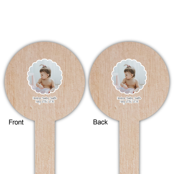 Baby Girl Photo Wooden 6" Food Pick - Round - Double Sided - Front & Back