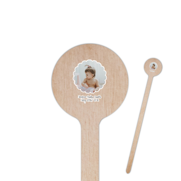 Custom Baby Girl Photo Round Wooden Stir Sticks