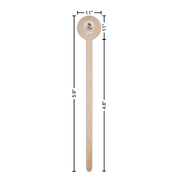 Baby Girl Photo Wooden 6" Stir Stick - Round - Dimensions