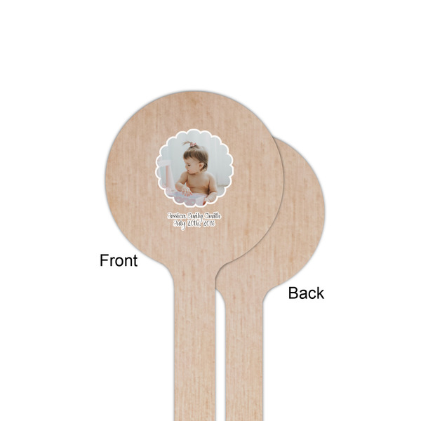 Baby Girl Photo Wooden 6" Stir Stick - Round - Single Sided - Front & Back