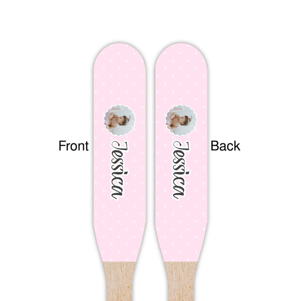 Baby Girl Photo Wooden Food Pick - Paddle - Double Sided - Front & Back