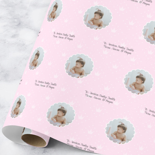 Custom Baby Girl Photo Wrapping Paper Roll - Large