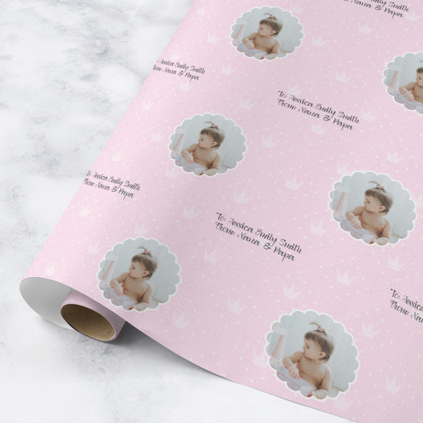 Custom Baby Girl Photo Wrapping Paper Roll - Medium - Matte
