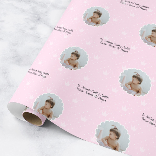 Custom Baby Girl Photo Wrapping Paper Roll - Medium