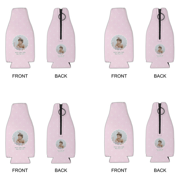 Baby Girl Photo Zipper Bottle Cooler - Set of 4 - APPROVAL