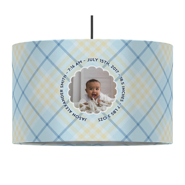 Custom Baby Boy Photo 12" Drum Pendant Lamp - Fabric