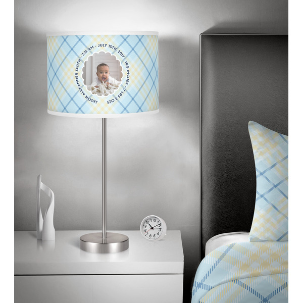Baby Boy Photo 13 inch drum lamp shade - in room