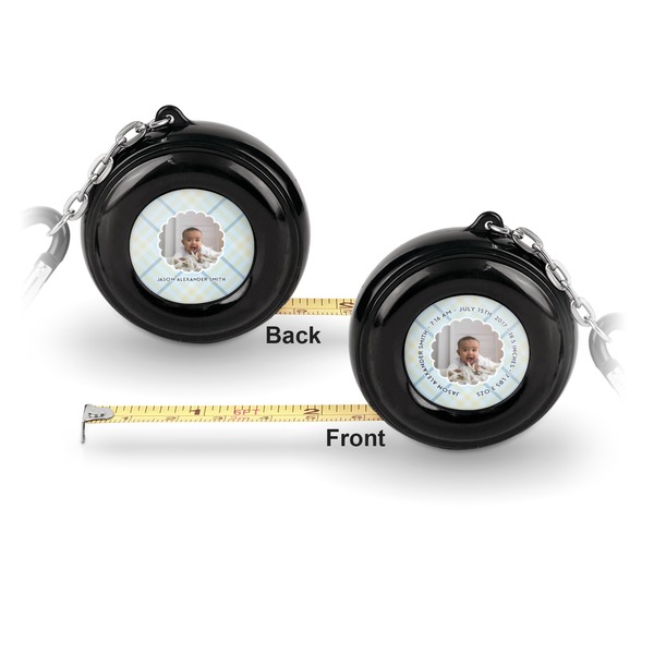 Baby Boy Photo 6-Ft Pocket Tape Measure with Carabiner Hook - Front and Back