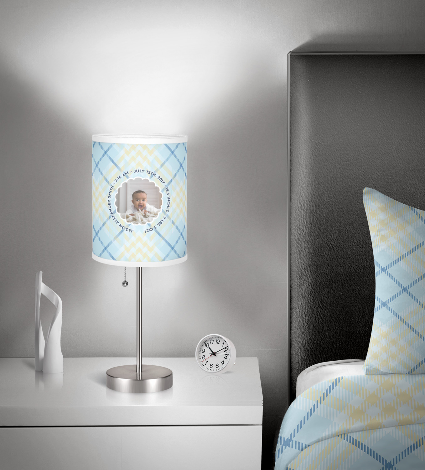 Baby Boy Photo 7" Drum Lamp Shade Linen (Personalized) YouCustomizeIt