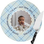 Baby Boy Photo Round Glass Cutting Board - Small (Personalized)