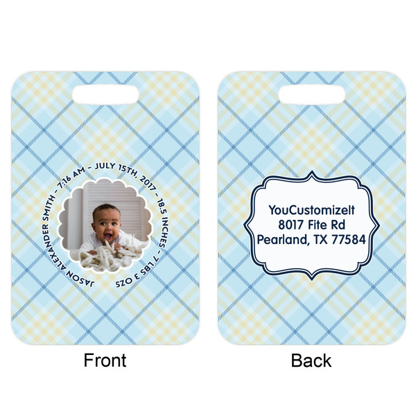 Baby Boy Photo Aluminum Luggage Tag (Front + Back)