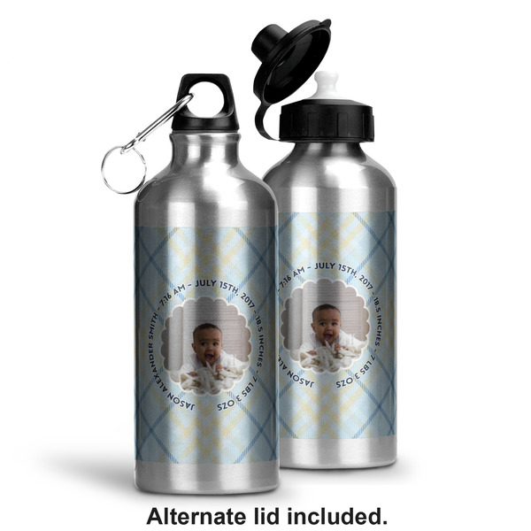 Baby Boy Photo Aluminum Water Bottle - Alternate lid options
