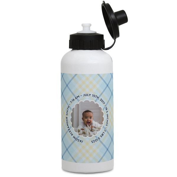 Custom Baby Boy Photo Water Bottles - Aluminum - 20 oz - White