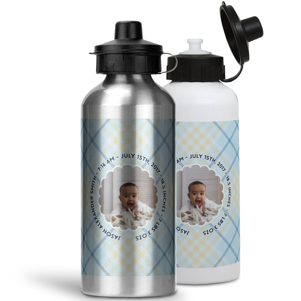 Baby Boy Photo Aluminum Water Bottles - MAIN (white &silver)