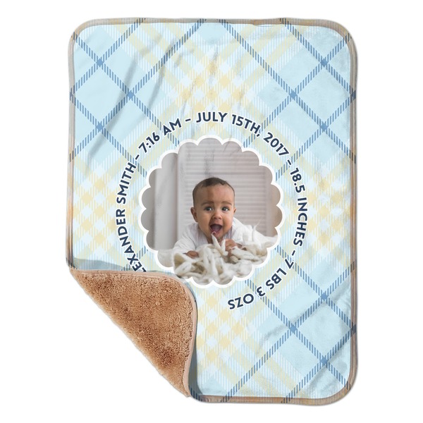 Custom Baby Boy Photo Sherpa Baby Blanket - 30" x 40"