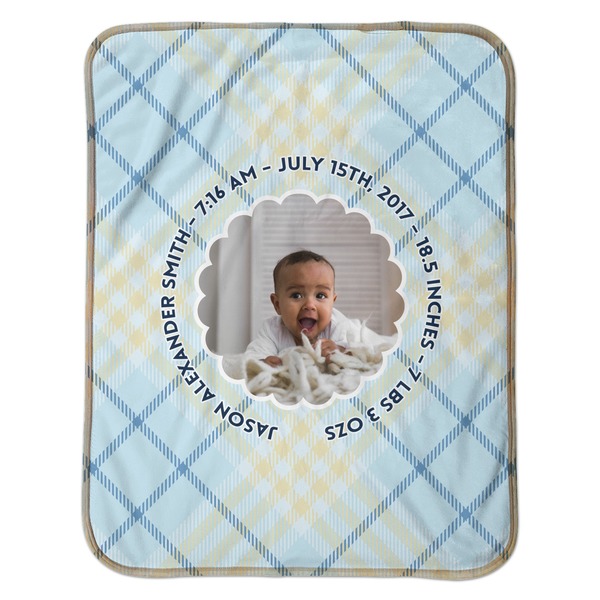 Baby Boy Photo Baby Sherpa Blanket - Flat