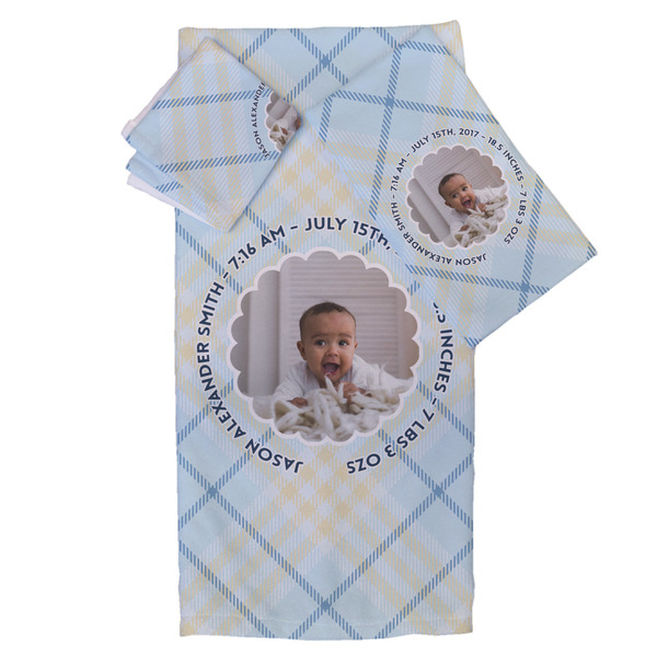 Custom Baby Boy Photo Bath Towel Set - 3 Pcs