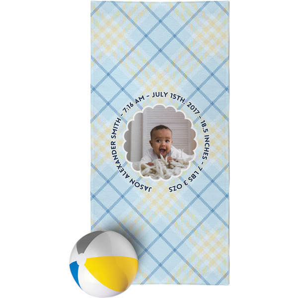 Custom Baby Boy Photo Beach Towel (Personalized)