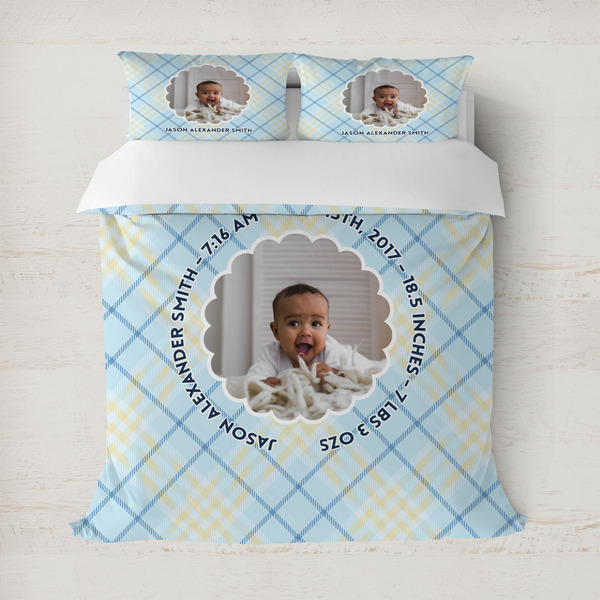 Custom Baby Boy Photo Duvet Cover Set - Full / Queen (Personalized)