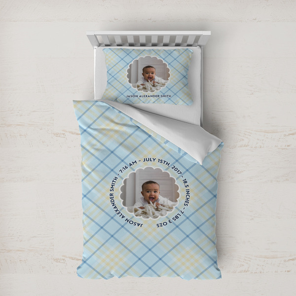 Custom Baby Boy Photo Duvet Cover Set - Twin XL (Personalized)
