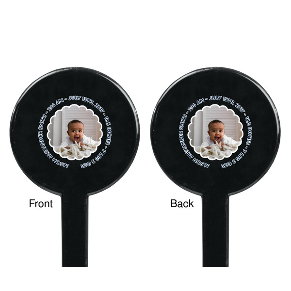 Baby Boy Photo Black Plastic 7" Stir Stick - Double Sided - Round - Front & Back