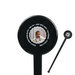 Baby Boy Photo 7" Round Plastic Stir Sticks - Black - Single Sided