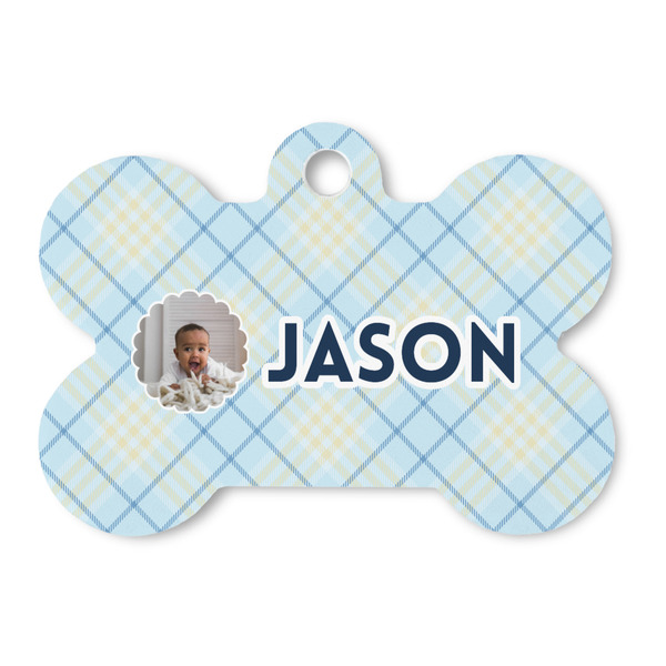 Custom Baby Boy Photo Bone Shaped Dog ID Tag
