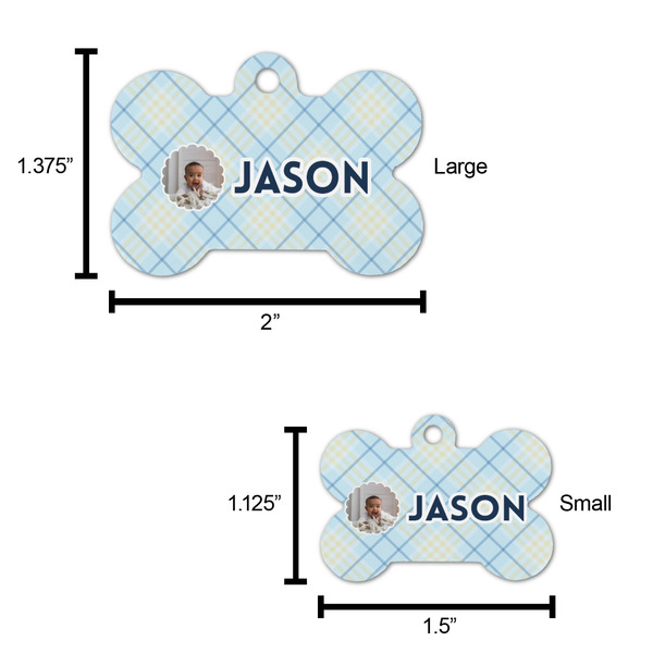 Baby Boy Photo Bone Shaped Dog ID Tag - Large - Scale