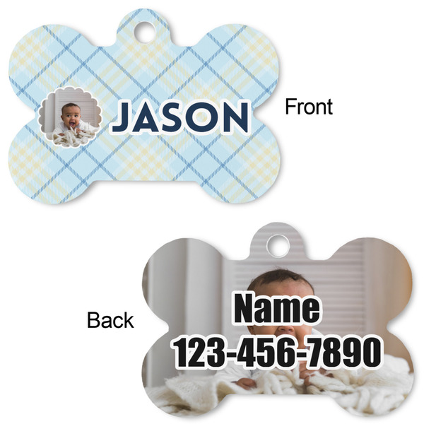 Baby Boy Photo Bone Shaped Dog Tag - Front & Back