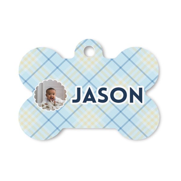 Custom Baby Boy Photo Bone Shaped Dog ID Tag - Small