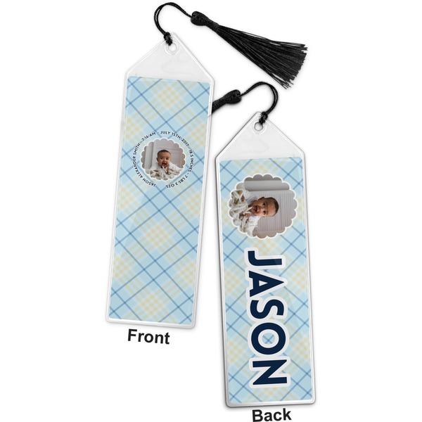 Baby Boy Photo Bookmark with tassel - Front and Back