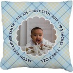 Baby Boy Photo Faux-Linen Throw Pillow 16" (Personalized)