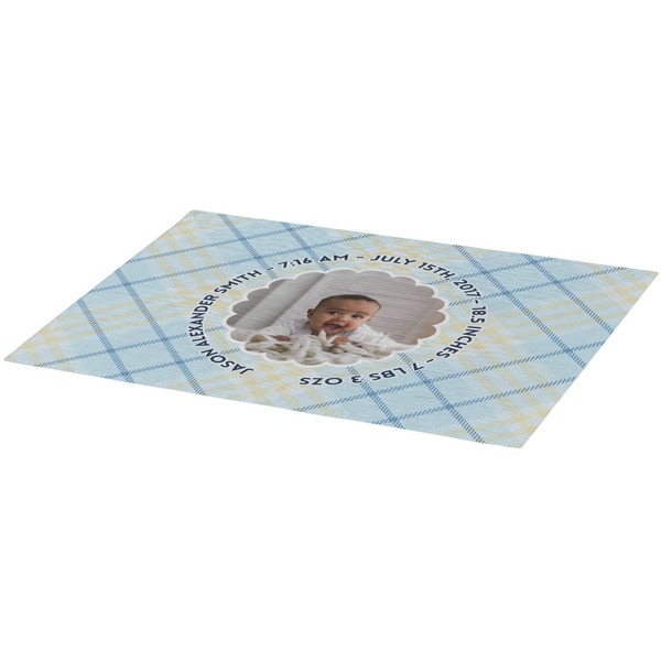 Baby Boy Photo Burlap Placemat (Angle View)