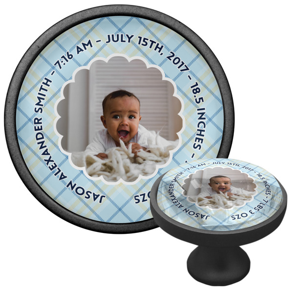 Baby Boy Photo Cabinet Knob - Black - Multi Angle