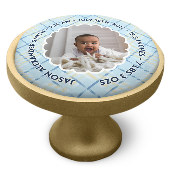 Baby Boy Photo Cabinet Knob - Gold - Side