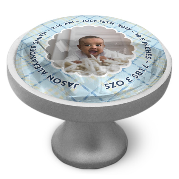 Baby Boy Photo Cabinet Knob - Nickel - Side