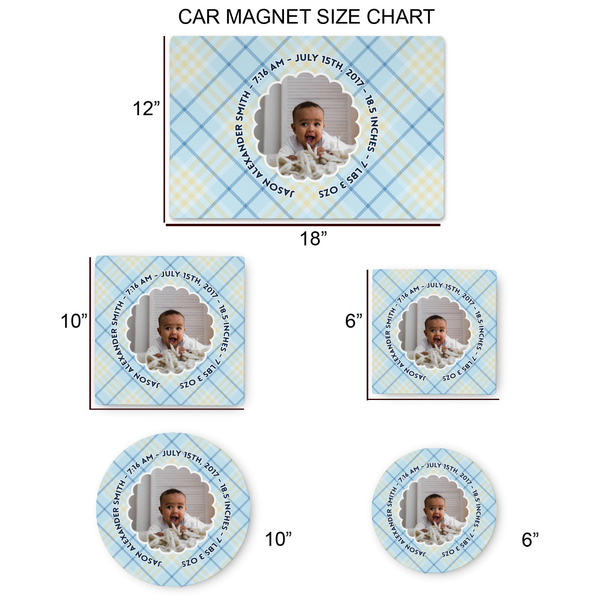 Baby Boy Photo Car Magnets - SIZE CHART