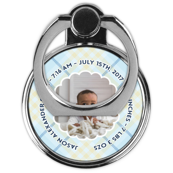 Baby Boy Photo Cell Phone Ring Stand & Holder - Front (Collapsed)