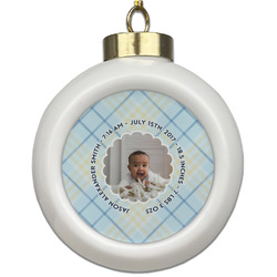 Baby Boy Photo Ceramic Ball Ornament